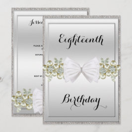 Zilveren Lovertjes & Bloemige Edelstenen Glitter L Kaart