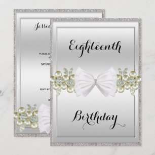 Zilveren Lovertjes & Bloemige Edelstenen Glitter L Kaart