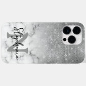 Zilveren Lovertjes Diamanten Marmer Ombre Monogram Case-Mate iPhone Case (Achterkant (horizontaal))