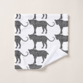 Zilveren luipaard op White Classic Bad Handdoek (Wasdoekje)