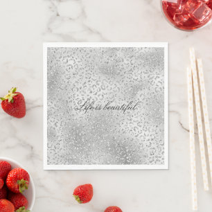 Zilveren Luipaardprint Luxe Glitter Servet