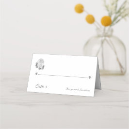 Zilveren Maagd Maria Trouwgevouwen Place Card Plaatskaartje