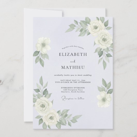 Zilveren Maagdenpalm Loof Eucalyptus Bruiloft Kaart (Voorkant)