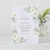 Zilveren Maagdenpalm Loof Eucalyptus Bruiloft Kaart (Staand voorkant)