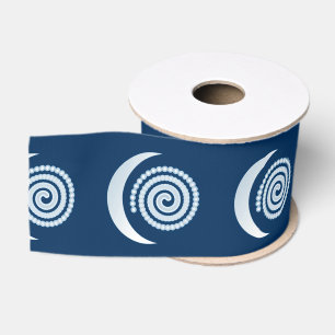 Zilveren Maan Spiraal op donkerblauw Grosgrain Lint