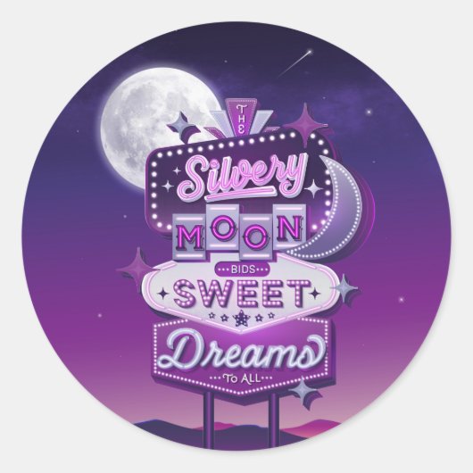 Zilveren Maan Wensen Zoete Dromen / Stickers (Voorkant)