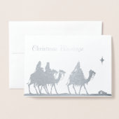 Zilveren Magie en Ster Kerstmis Folie Kaarten (Voorkant met envelop)