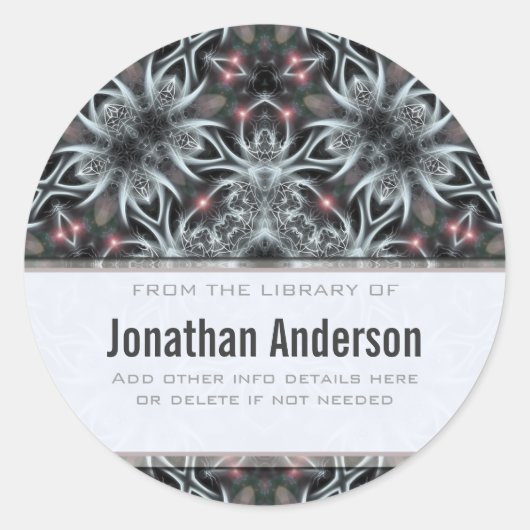 Zilveren Magische Fractal Boekplaat Sticker (Voorkant)
