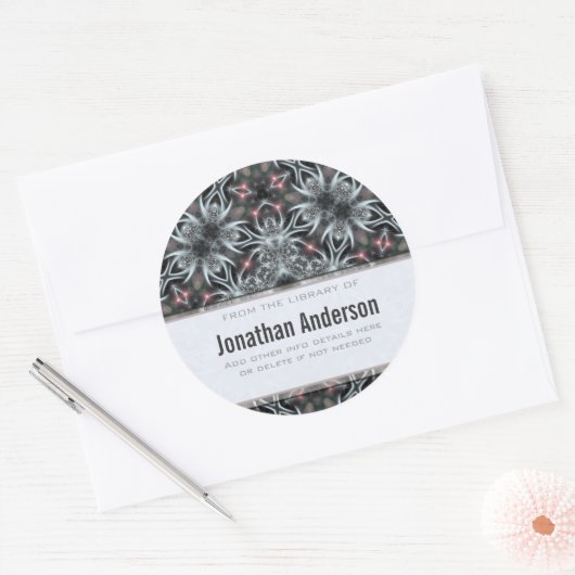 Zilveren Magische Fractal Boekplaat Sticker (Envelop)