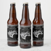 Zilveren Majestic Bull Elk Silhouette Bier Etiket (Flessen)
