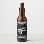 Zilveren Majestic Bull Elk Silhouette Bier Etiket (Voorkant)