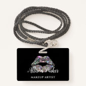 Zilveren MAKE-UP ARTIEST Logo Kiss Naam Badge (Achterkant met draagriem)