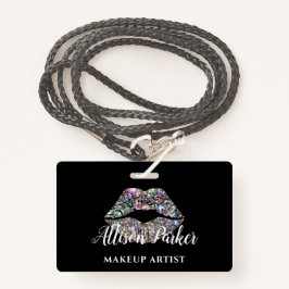 Zilveren MAKE-UP ARTIEST Logo Kiss Naam Badge
