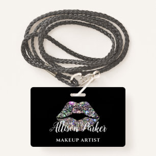 Zilveren MAKE-UP ARTIEST Logo Kiss Naam Badge