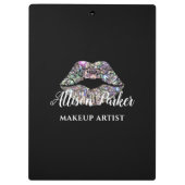 Zilveren MAKE-UP ARTIEST Logo Kiss Naam Klembord (Achterkant)