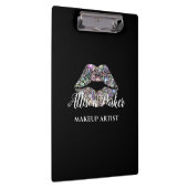 Zilveren MAKE-UP ARTIEST Logo Kiss Naam Klembord (Rechts)