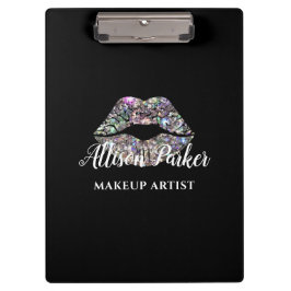Zilveren MAKE-UP ARTIEST Logo Kiss Naam Klembord