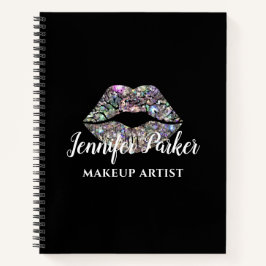 Zilveren MAKE-UP ARTIEST Logo Kiss Naam Notitieboek