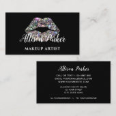 Zilveren MAKE-UP ARTIEST Logo Kiss Naam Visitekaartje (Voorkant / Achterkant)