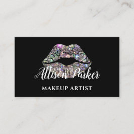 Zilveren MAKE-UP ARTIEST Logo Kiss Naam Visitekaartje