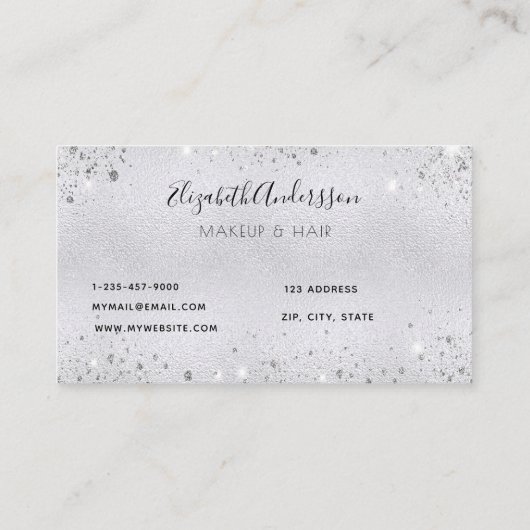 Zilveren make-up haar schoonheid visitekaartje (Achterkant)