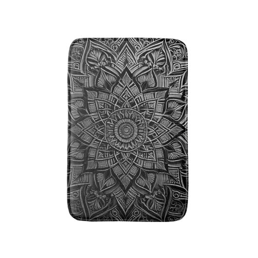 Zilveren Mandala Badmat (Voorkant Verticaal)