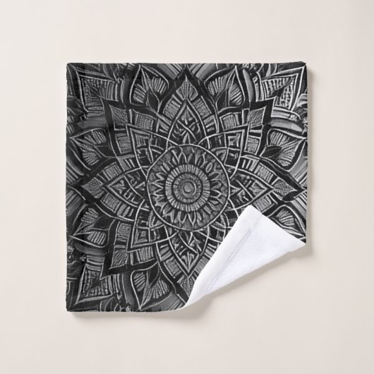 Zilveren Mandala Handdoek Set (Wasdoekje)