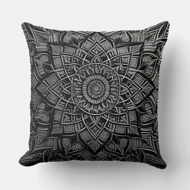 Zilveren Mandala  Kussen (Voorkant)