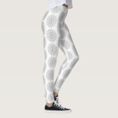 Zilveren Mandala Patroon Witte Achtergrond Elegant Leggings (Rechts)