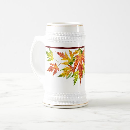 Zilveren Maple op een Stein Bierpul (Voorkant links)