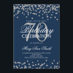 Zilveren marine 70th Birthday Party Glitter Confet Kaart<br><div class="desc">Elegant 70e verjaardag Faux Glitter Confetti Silver Navy Blue sjabloon. Geweldig voor 70ste verjaardagsfeestjes en nog veel meer!</div>