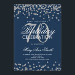 Zilveren marine 70th Birthday Party Glitter Confet Kaart<br><div class="desc">Elegant 70e verjaardag Faux Glitter Confetti Silver Navy Blue sjabloon. Geweldig voor 70ste verjaardagsfeestjes en nog veel meer!</div>