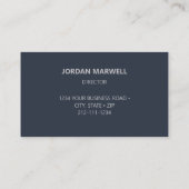 Zilveren Marine Blauw Modern Minimalist Profession Visitekaartje (Achterkant)