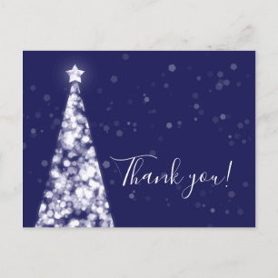 Zilveren Marine Blauwe Kerst Huwelijk Bedankt Opme Briefkaart