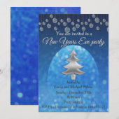 Zilveren marine Glittery New Years Eve party Kaart (Voorkant / Achterkant)