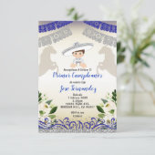 Zilveren marine PRIMER CUMPLEANOS Uno Fiesta Verja Kaart (Staand voorkant)