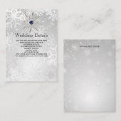 zilveren marine sneeuwvlokken winter bruiloft Deta Informatiekaartje (Voorkant / Achterkant)