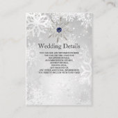 zilveren marine sneeuwvlokken winter bruiloft Deta Informatiekaartje (Voorkant)