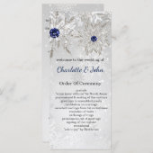 zilveren marine sneeuwvlokken winter bruiloft prog programmakaart (Voorkant / Achterkant)