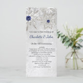 zilveren marine sneeuwvlokken winter bruiloft prog programmakaart (Staand voorkant)