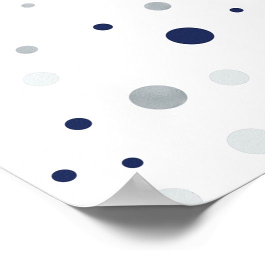 Zilveren & marineblauwe ballonnen | Baby shower We Poster (Hoek)