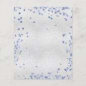 Zilveren marineblauwe harten huwelijksuitnodiging (Achterkant)