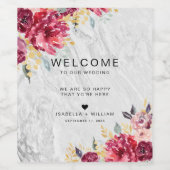 Zilveren Marmeren Bloem Goud Bourgondië Trouwdag Wijn Etiket (Enkel label)