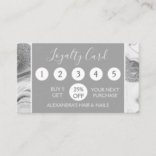 Zilveren Marmeren Girly Loyalty Punch (Voorkant)