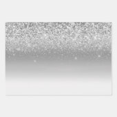 Zilveren Marmeren Glam Glitter Kroonluchters Inpakpapier Vel (Voorkant 3)