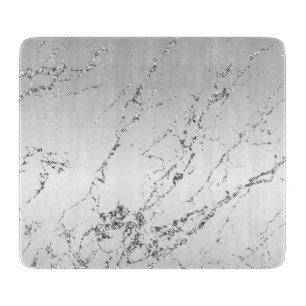 Zilveren Marmeren Glam Glitter Snijplank