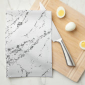 Zilveren Marmeren Glam Glitter Theedoek (Quarter Fold)