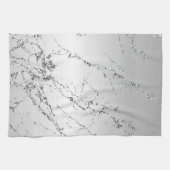 Zilveren Marmeren Glam Glitter Theedoek (Horizontaal)