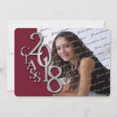 Zilveren Maroon 2018 Foto Afstudeeruitnodiging Kaart (Voorkant)