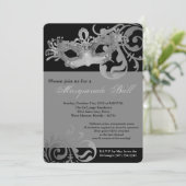 Zilveren Masker Bal Kostuum Halloween Kaart (Staand voorkant)